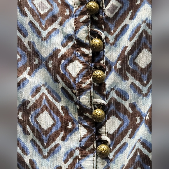 Liz & Co Women Blouse Pretty Shades of Blue Brown and Green - Picture 6 of 10